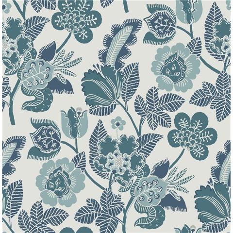 A Street Prints Happy Wallpaper Jacobean Floral 26340 Grey/Green