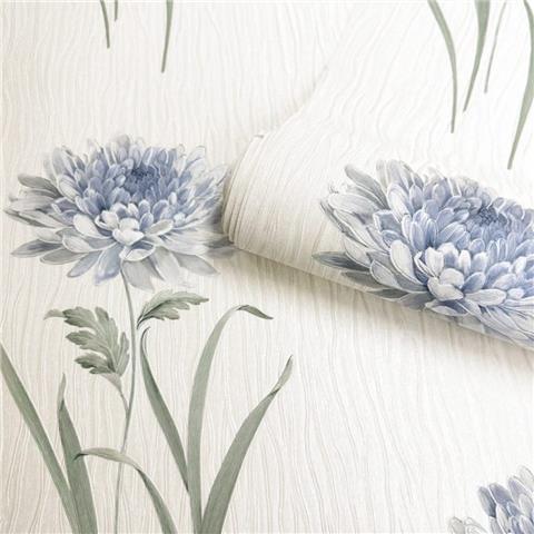 Tiffany Bella Floral Italian Vinyl Wallpaper 41344 Blue
