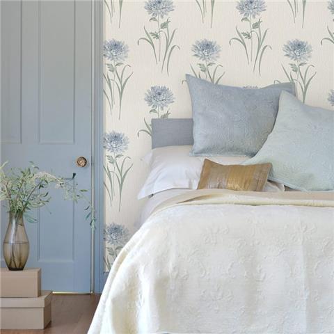 Tiffany Bella Floral Italian Vinyl Wallpaper 41344 Blue