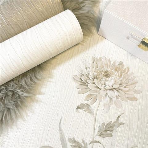 Tiffany Bella Floral Italian Vinyl Wallpaper 41345 Champagne