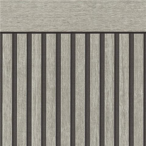 AS Creations Wooden Slat Dado Wallcovering 397442 Black/Grey/White