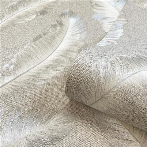 Zambaiti Parati Ciara Feather Wallpaper 4400 Soft Silver