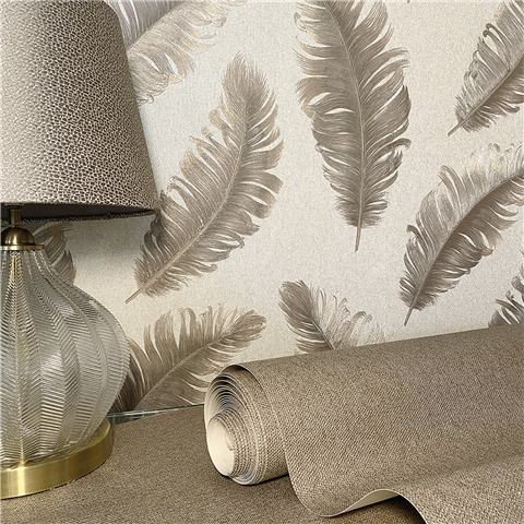 Zambaiti Parati Ciara Feather Wallpaper 4411 Mocha