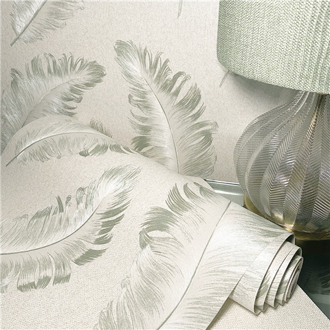 Zambaiti Parati Ciara Feather Wallpaper 4412 Green