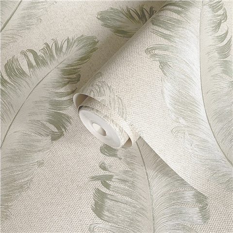 Zambaiti Parati Ciara Feather Wallpaper 4412 Green