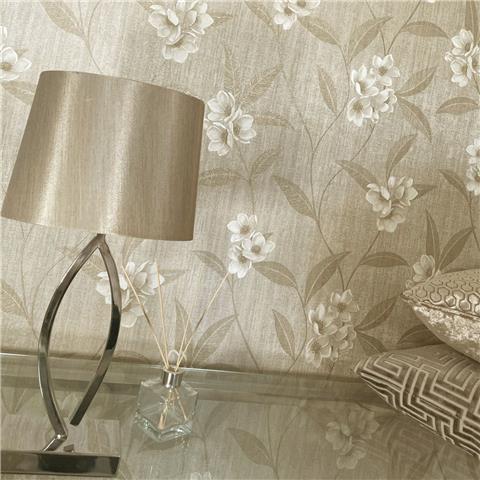 Zambaiti Parati Giovanna Floral Heavyweight Italian Vinyl Wallpaper 4818 Cream/Beige