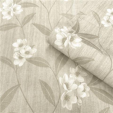 Zambaiti Parati Giovanna Floral Heavyweight Italian Vinyl Wallpaper 4818 Cream/Beige