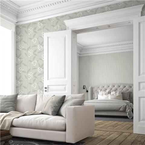 Zambaiti Parati Giovanna Floral Heavyweight Italian Vinyl Wallpaper 4819 Cream/Grey