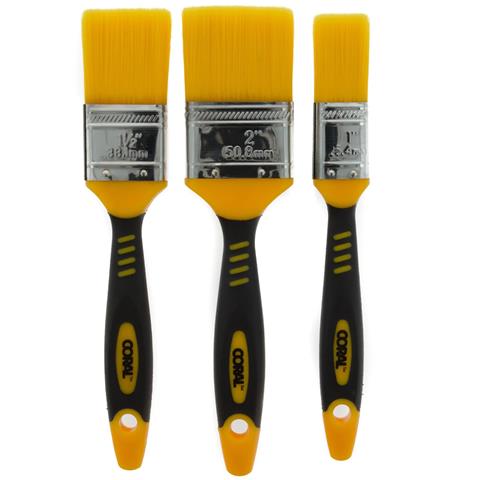 Coral Zero-Loss Paint Brushes with No Loss of Bristle Paintbrush Heads 3 piece pack set