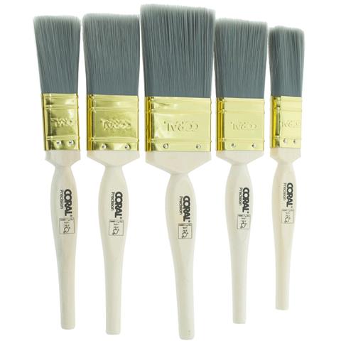 Coral Precision Paint Brushes with Platinum Easy Clean Filaments 5 piece pack set
