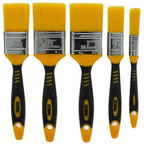Coral Zero-Loss Paint Brushes with No Loss of Bristle Paintbrush Heads 5 piece pack set