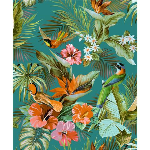 Vasari Paradise Wallpaper 539097 Teal Multi