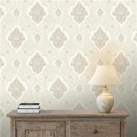 Vasari Ravelle Damask Wallpaper 544046 Neutral