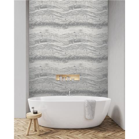 Carrara Vasari Onyx Marble Wallpaper 544442 Silver Grey