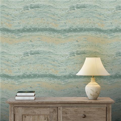 Carrara Vasari Onyx Marble Wallpaper 544466 Green/Gold