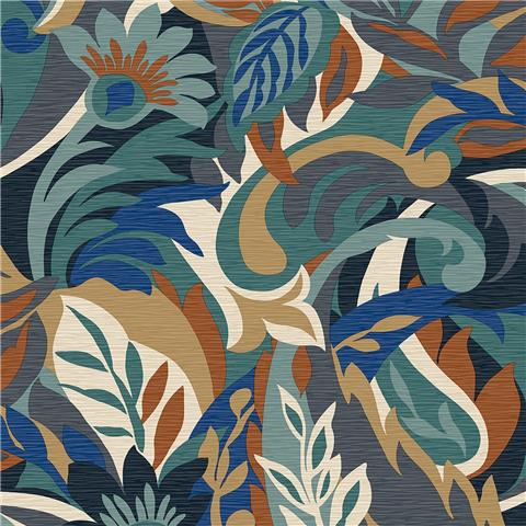 Belgravia Decor Casa Luxury Jacobean Floral Wallpaper 5903 Blue/Multi