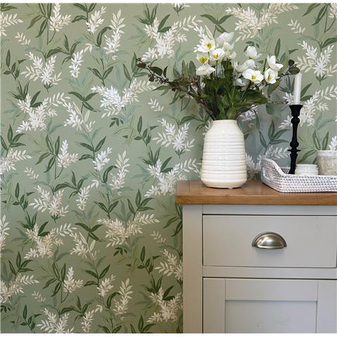 Belgravia Moda Olivia Floral Wallpaper 5907 Sage