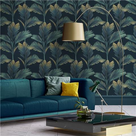 Belgravia kailani palm wallpaper 59119 Dark Blue