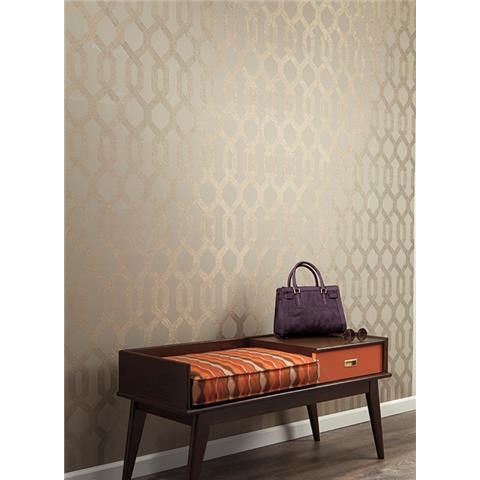 York Mid Century Wallpaper-Viva Lounge Trellis Y6221205 Olive/Gold
