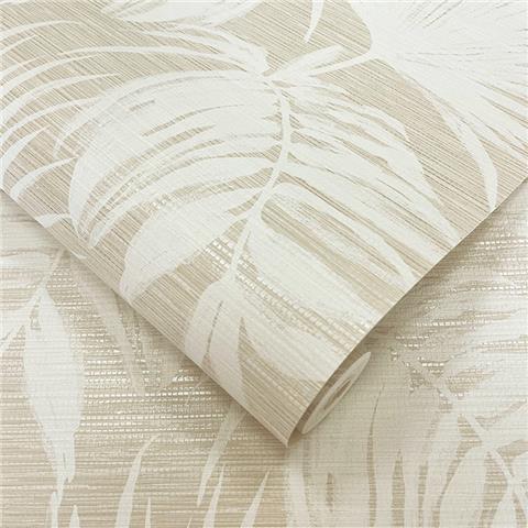 Holden Statement Grasscloth Palm Leaf Wallpaper 66220 Cream