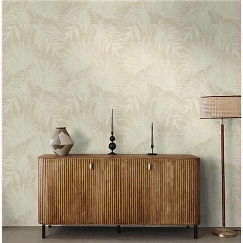 Holden Statement Grasscloth Palm Leaf Wallpaper 66220 Cream