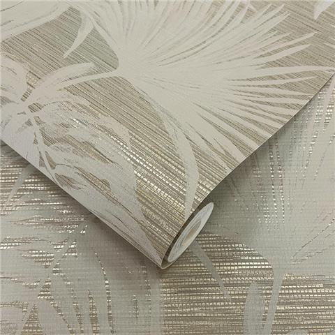 Holden Statement Grasscloth Palm Leaf Wallpaper 66221 Taupe
