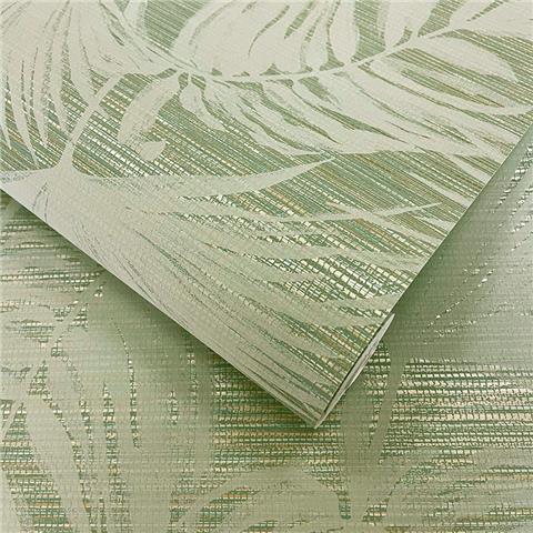 Holden Statement Grasscloth Palm Leaf Wallpaper 66222 Green