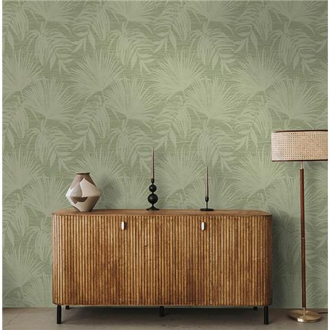 Holden Statement Grasscloth Palm Leaf Wallpaper 66222 Green