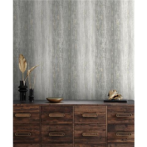 Holden Statement Distressed Metallic Stripe Wallpaper 66240 Charcoal
