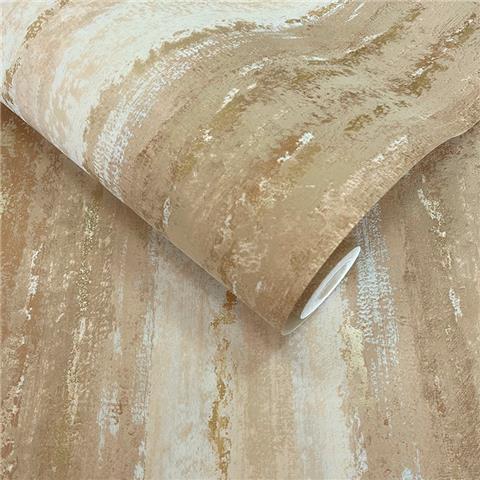 Holden Statement Distressed Metallic Stripe Wallpaper 66242 Rust