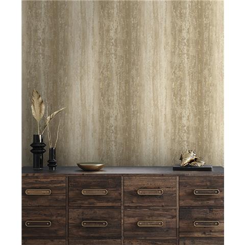 Holden Statement Distressed Metallic Stripe Wallpaper 66242 Rust