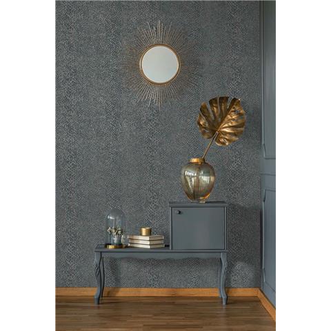 Holden Decor Boa Glassbead Wallpaper 66282 Navy