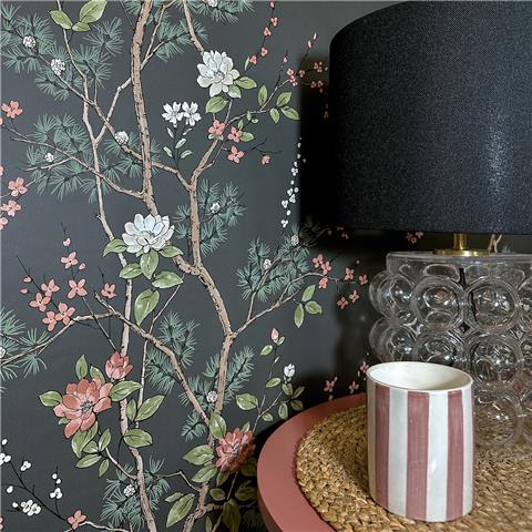 Belgravia Moda Bridget Floral Wallpaper 751 Charcoal