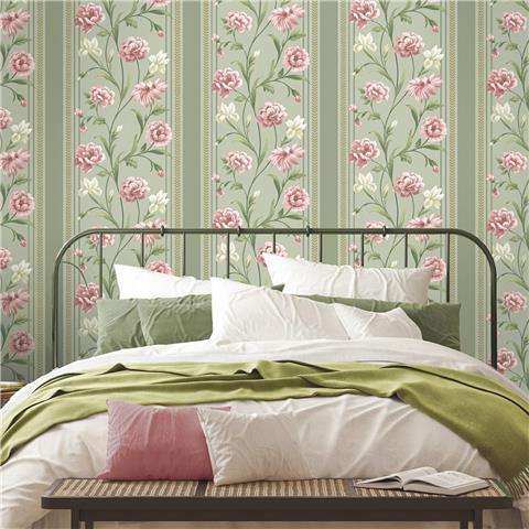 Belgravia Moda Raya Wallpaper 757 Sage/Pink