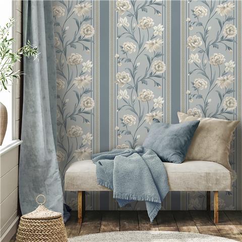 Belgravia Moda Raya Wallpaper 758 Blue/Cream