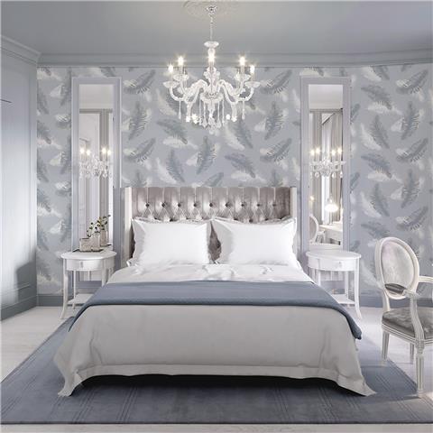 Belgravia Moda Feather Wallpaper 774 Blue