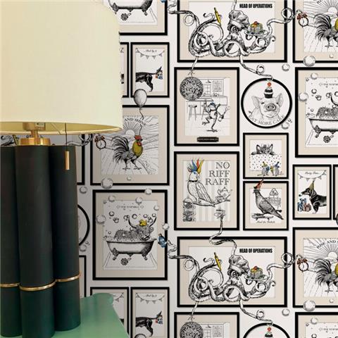 Belgravia Madhouse Novelty Wallpaper 791 White