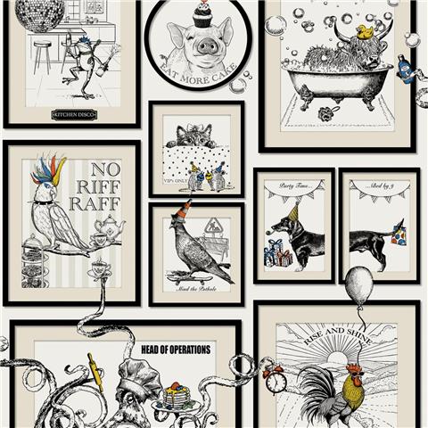 Belgravia Madhouse Novelty Wallpaper 791 White