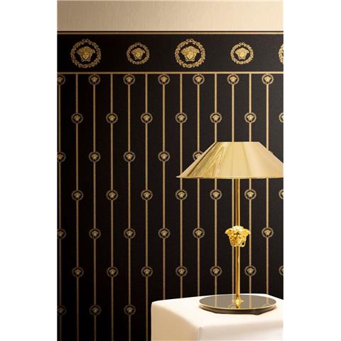 Versace VI Medusa Dado Panel Wallpaper 791312 Gold/Black