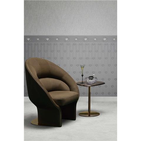 Versace VI Medusa Dado Panel Wallpaper 791313 Metallic/Silver
