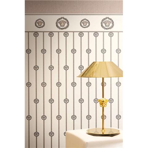 Versace VI Medusa Dado Panel Wallpaper 791315 Metallic/Beige