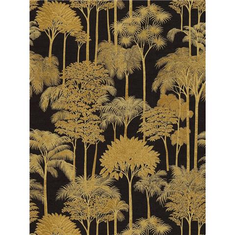 AS Cuba Palm Vinyl Wallpaper 791623 Black/Gold