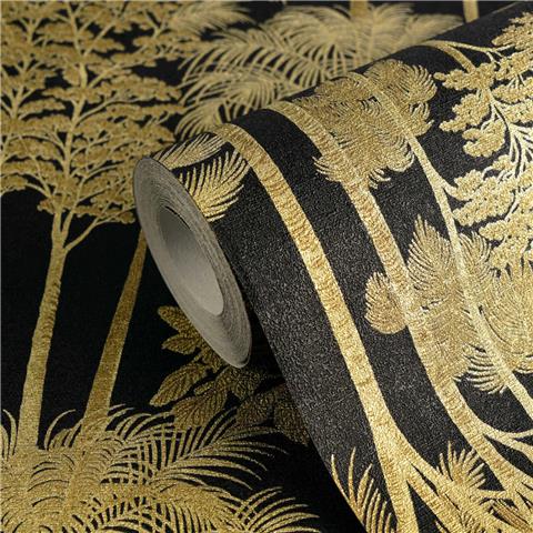 AS Cuba Palm Vinyl Wallpaper 791623 Black/Gold