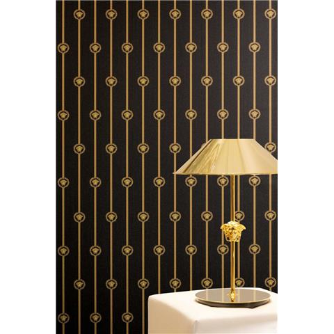 Versace VI Medusa Stripe Wallpaper 791732 Black/Gold