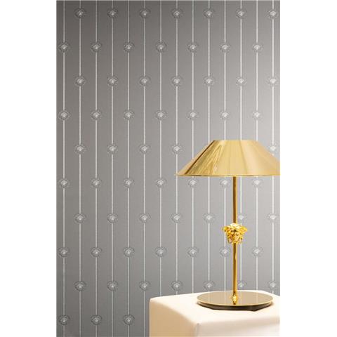 Versace VI Medusa Stripe Wallpaper 791733 Metallic/Silver