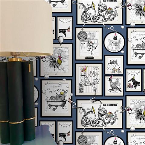 Belgravia Madhouse Novelty Wallpaper 792 Blue