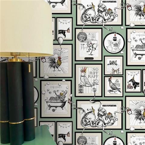 Belgravia Madhouse Novelty Wallpaper 793 Sage