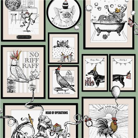 Belgravia Madhouse Novelty Wallpaper 793 Sage