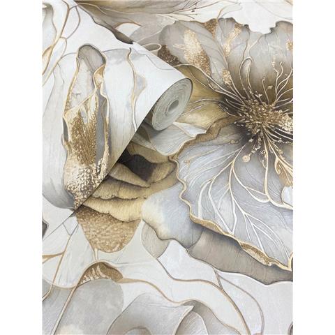 Renata Heavyweight Italian Vinyl Floral Wallpaper 811322 Cream