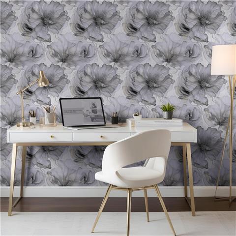 Renata Heavyweight Italian Vinyl Floral Wallpaper 811323 Grey